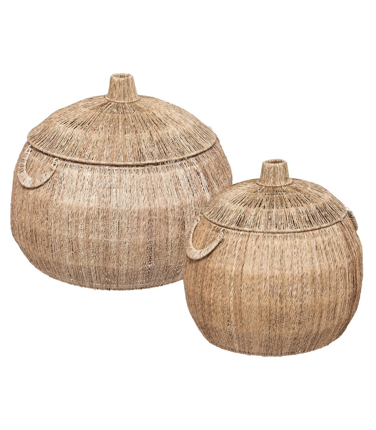 Set de 2 Paniers de rangement en Jute avec couvercle - Imagen 1