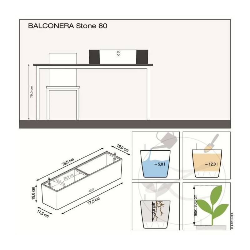 Lechuza - Lechuza Jardiniere Balconera Stone 80 All-in-one Beige - Image 3
