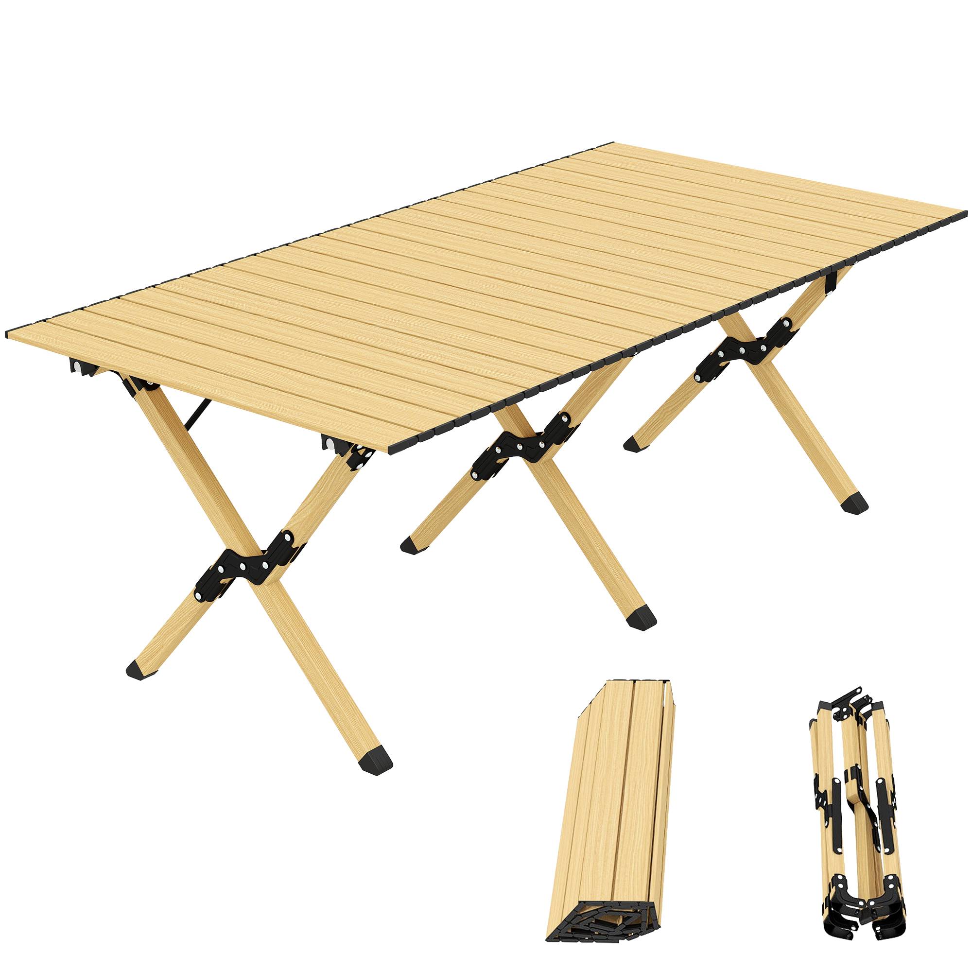 PANGIVO - Table de camping pliante aluminium aspect bois 117 x 60 x 44 cm - PANGIVO - Image 1