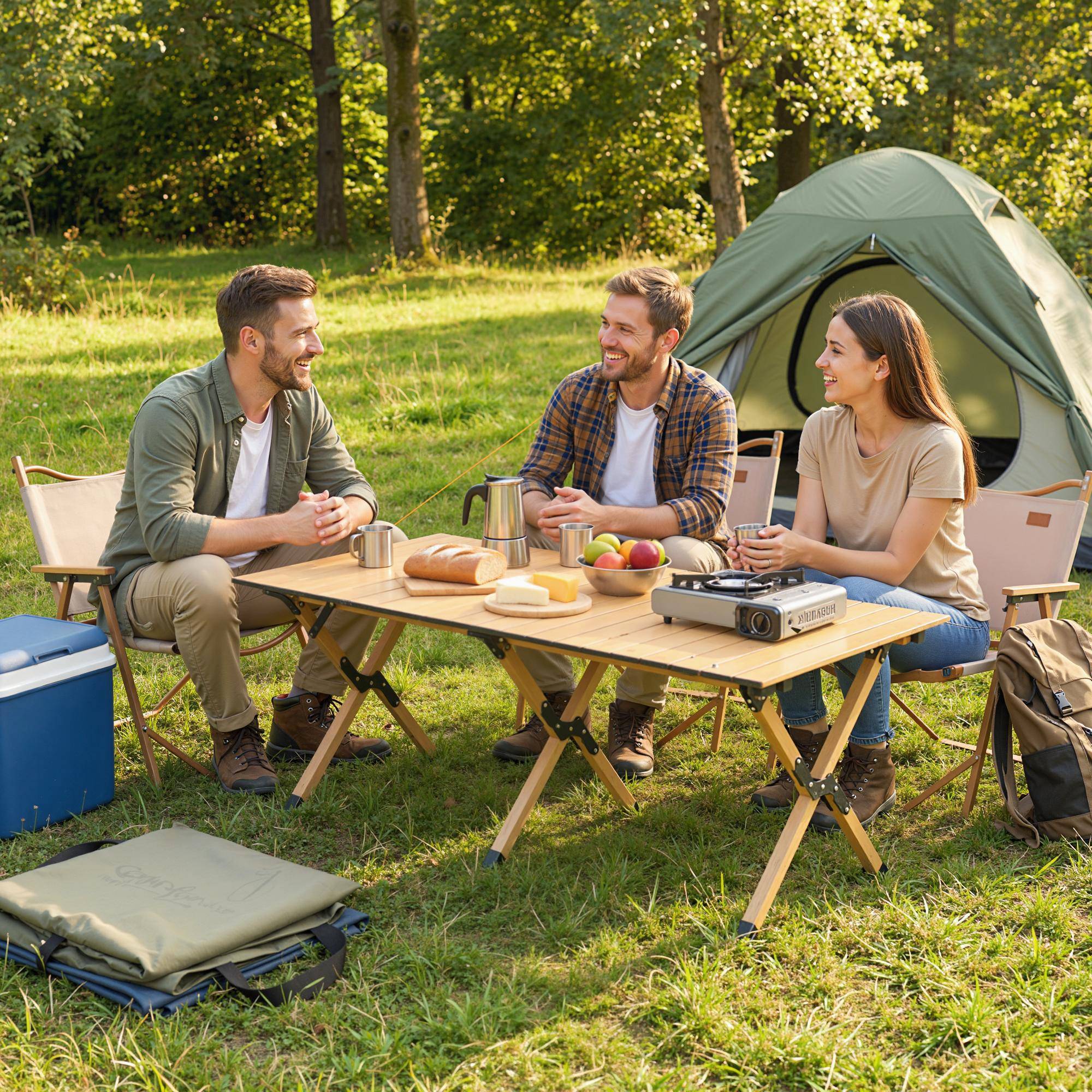 PANGIVO - Table de camping pliante aluminium aspect bois 117 x 60 x 44 cm - PANGIVO - Image 4