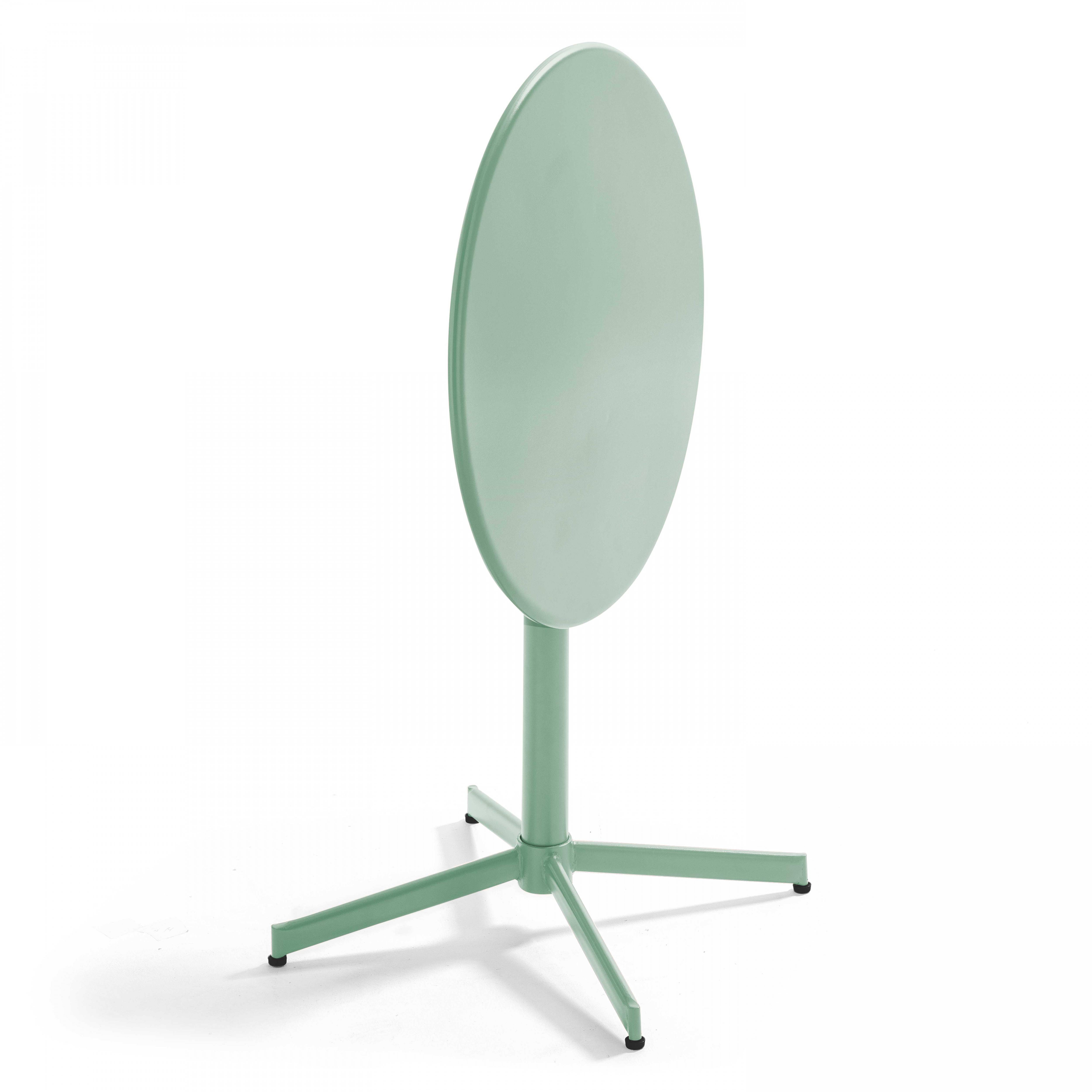 Oviala - Ensemble table ronde et 2 chaises de jardin en métal vert sauge Palavas - Oviala - Imagen 3