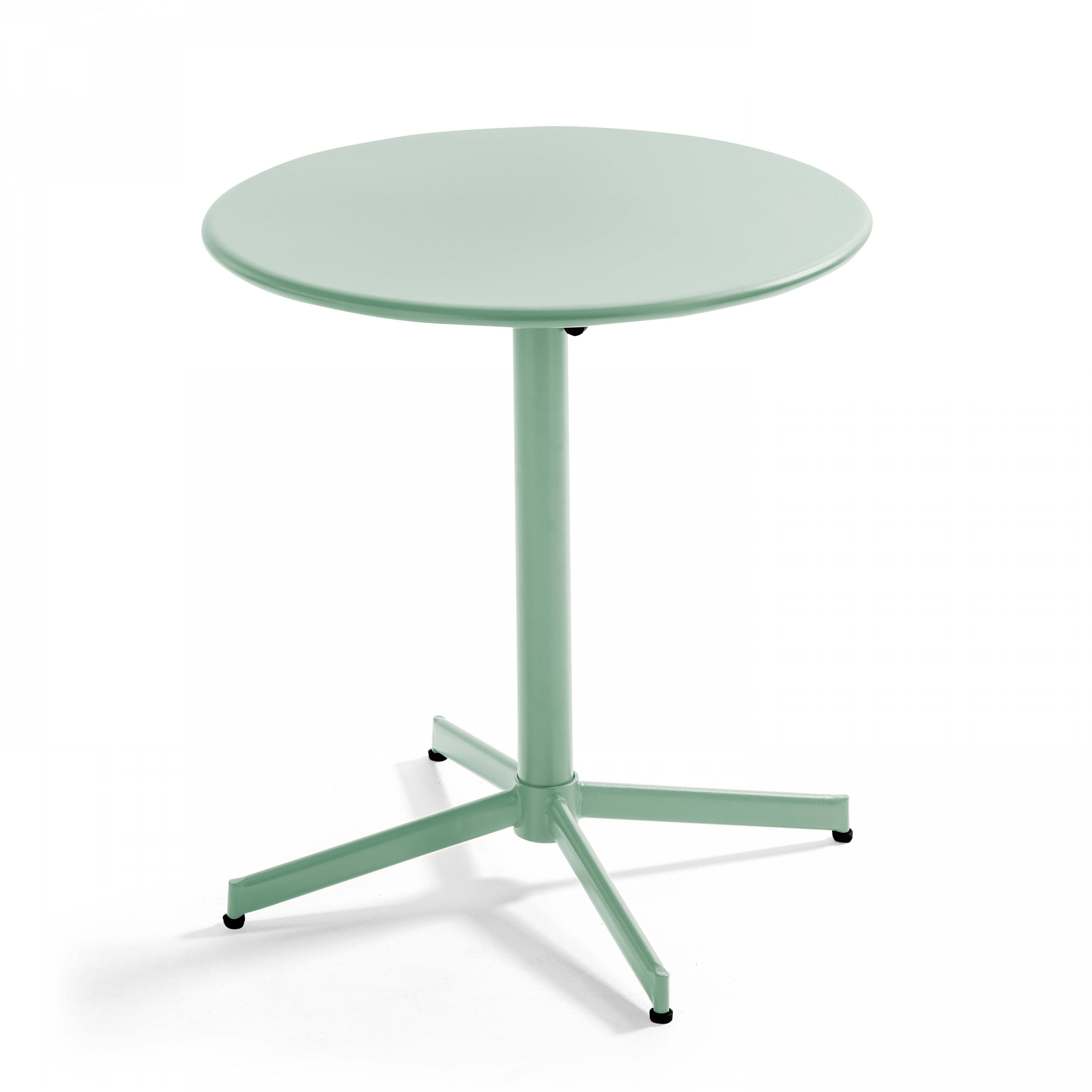 Oviala - Ensemble table ronde et 2 chaises de jardin en métal vert sauge Palavas - Oviala - Imagen 2