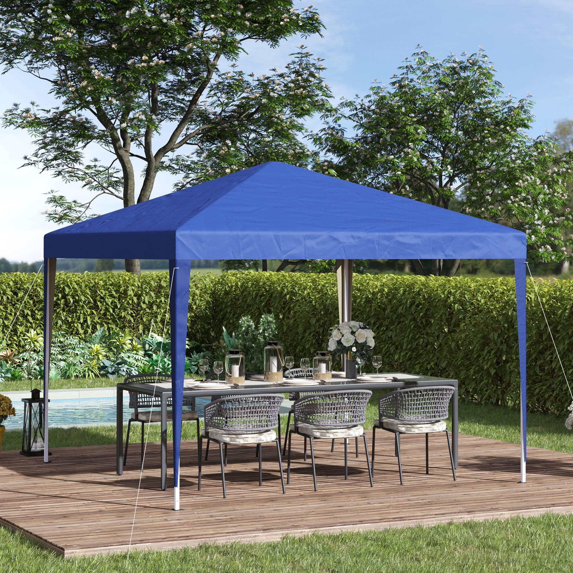 Outsunny - Tente Tonnelle de Jardin 3x3x2,55m Pop up Pliable Anti-UV avec Sac de Transport Acier Oxford Bleu - Outsunny - Image 2
