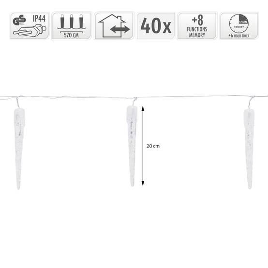 Guirlande lumineuse 40 LEDs stalactites de glace blanc froid décoration de Noël - Image 6