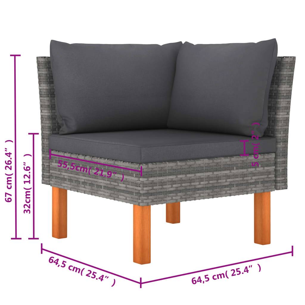 Helloshop26 - Salon de jardin meuble d'extérieur ensemble de mobilier 6 pièces avec coussins résine tressée gris - Imagen 6