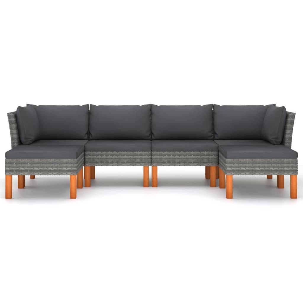 Helloshop26 - Salon de jardin meuble d'extérieur ensemble de mobilier 6 pièces avec coussins résine tressée gris - Imagen 2