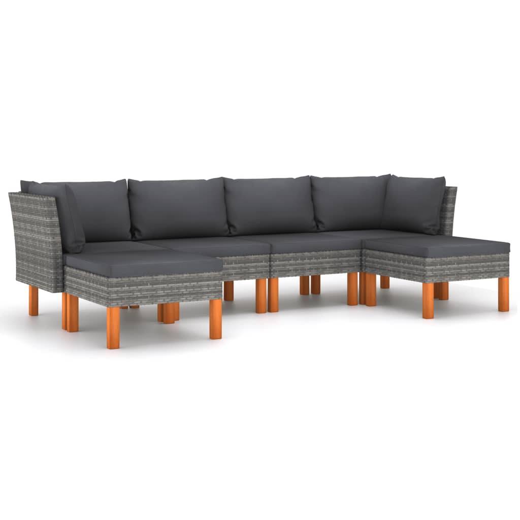 Helloshop26 - Salon de jardin meuble d'extérieur ensemble de mobilier 6 pièces avec coussins résine tressée gris - Imagen 1