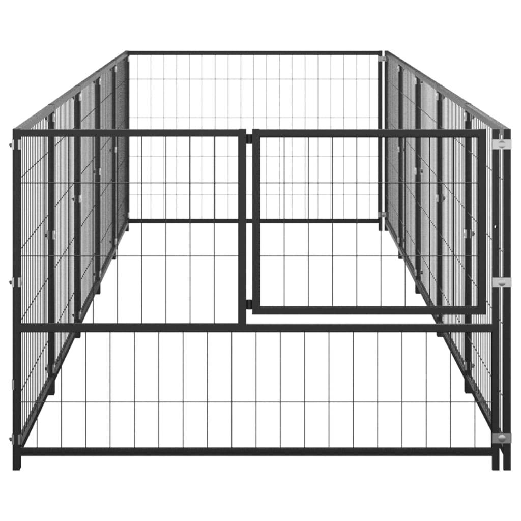 Vidaxl - Chenil Noir 5 m² Acier vidaXL 3082095 - Imagen 5