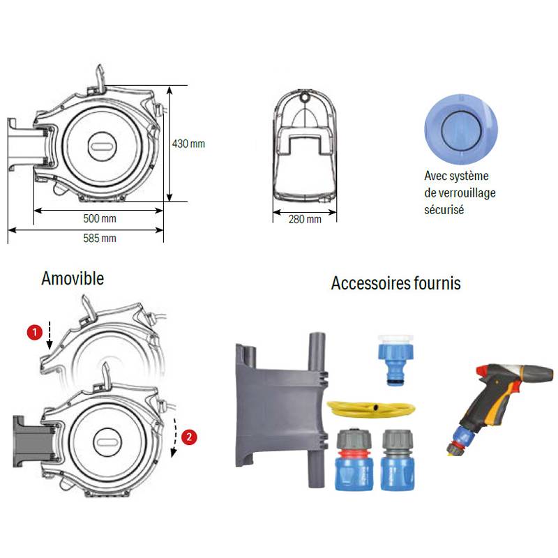 Enrouleur de tuyau automatique 18.5m WATER REEL PRO Water Reel - Imagen 3