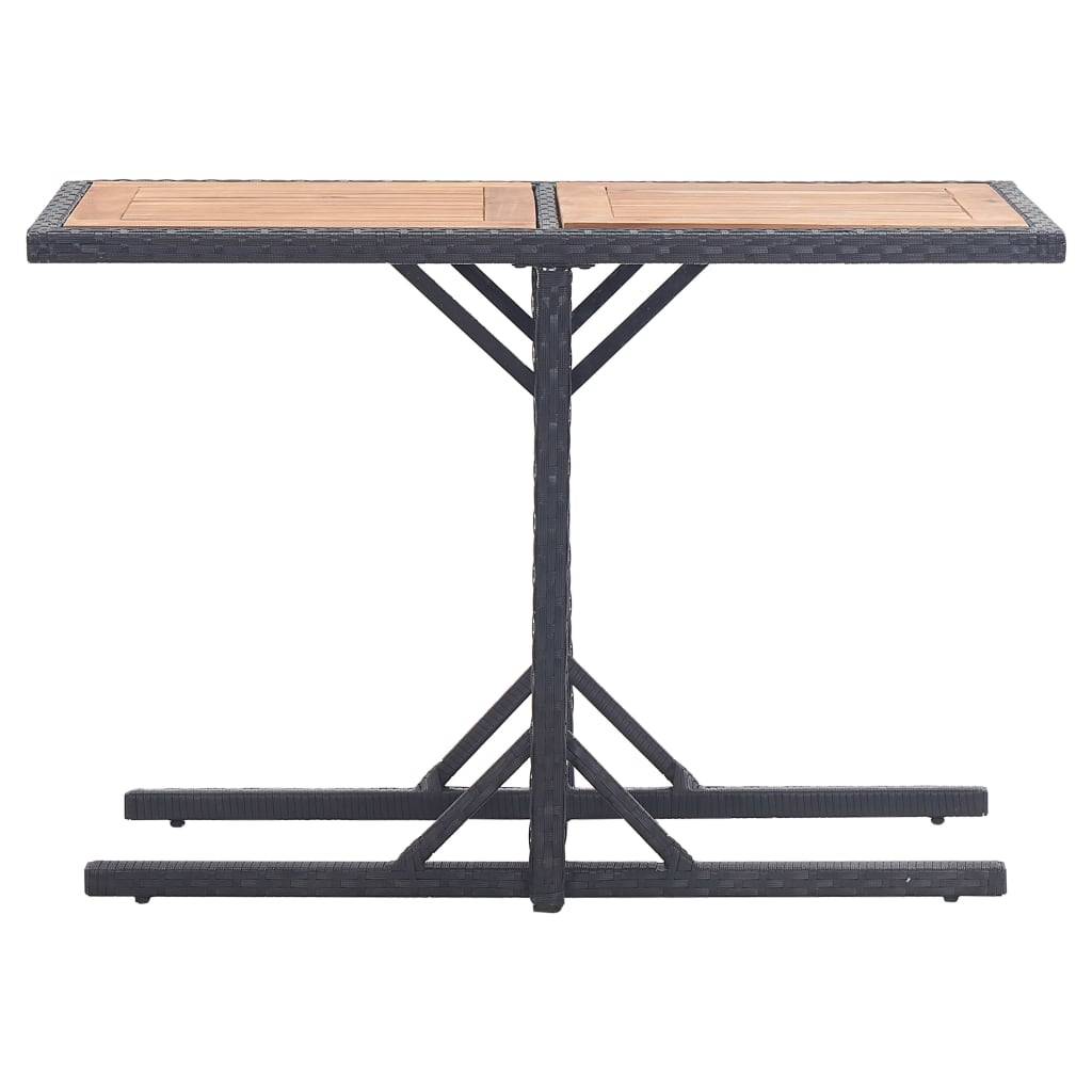 Maison Chic - Table de jardin - Table Extérieure - Table De Patio Noir Bois d'acacia solide et résine tressée - Image 1