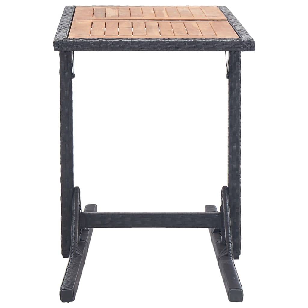 Maison Chic - Table de jardin - Table Extérieure - Table De Patio Noir Bois d'acacia solide et résine tressée - Image 3