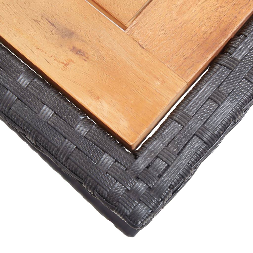 Maison Chic - Table de jardin - Table Extérieure - Table De Patio Noir Bois d'acacia solide et résine tressée - Image 5