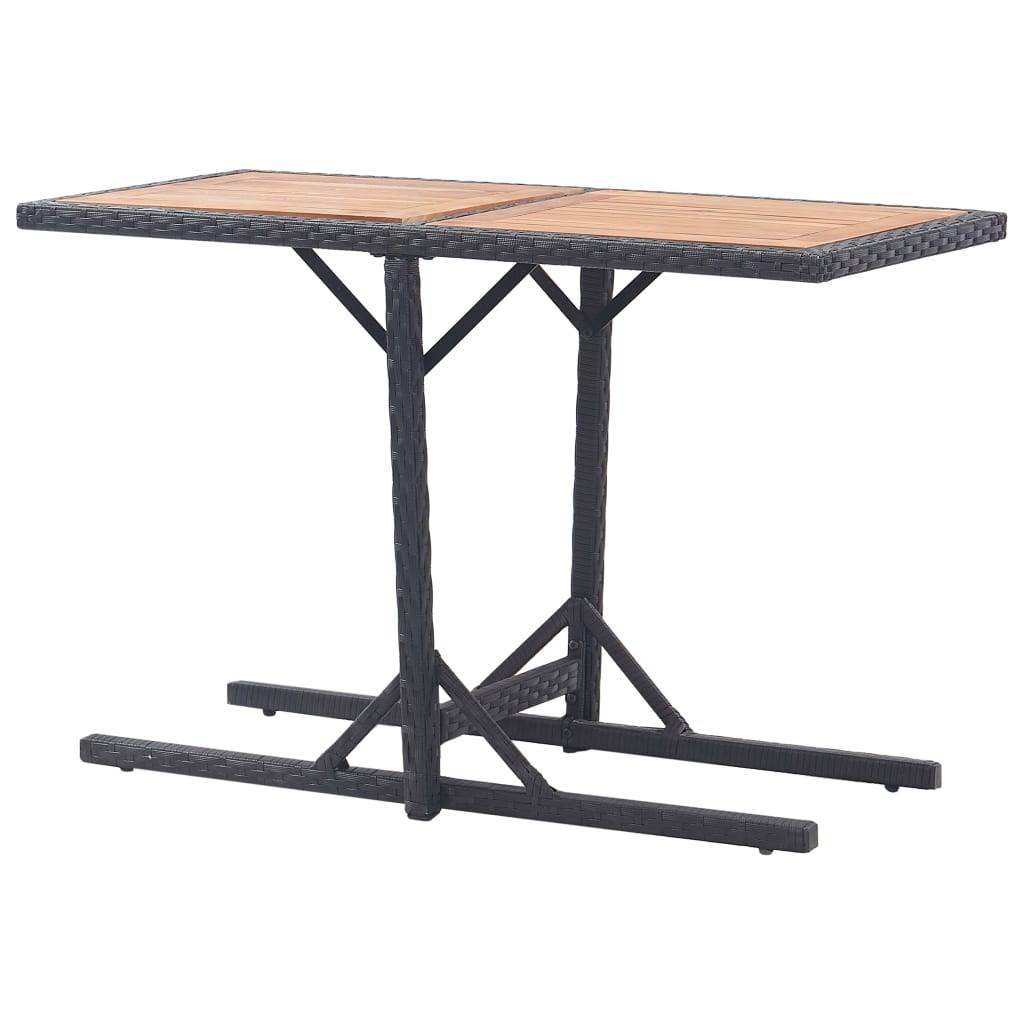Maison Chic - Table de jardin - Table Extérieure - Table De Patio Noir Bois d'acacia solide et résine tressée - Image 4