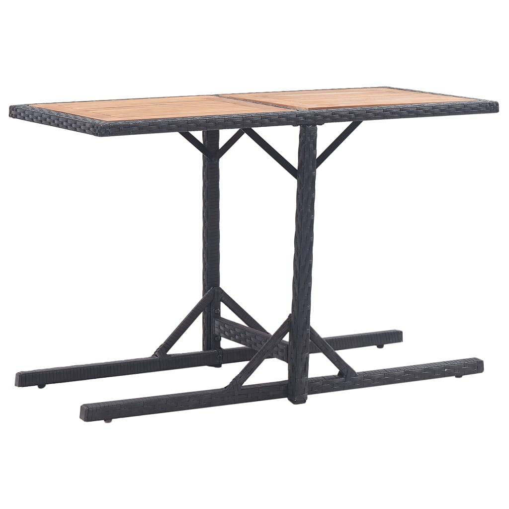 Maison Chic - Table de jardin - Table Extérieure - Table De Patio Noir Bois d'acacia solide et résine tressée - Image 2