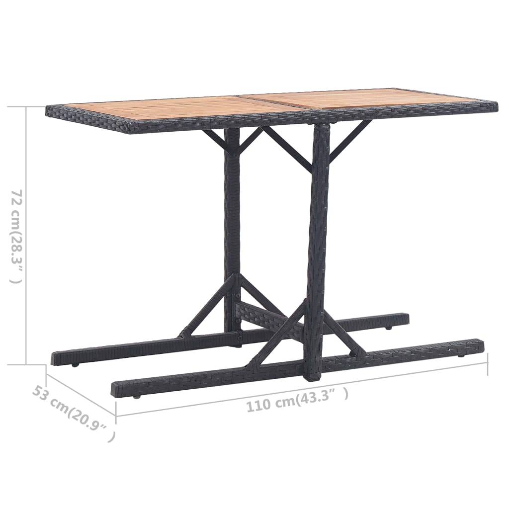 Maison Chic - Table de jardin - Table Extérieure - Table De Patio Noir Bois d'acacia solide et résine tressée - Image 6