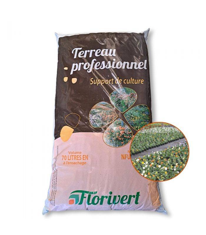 Terreau pour plantes vertes et fleurs Flori Horticole 70L, structure fine - Florivert NEG01644 - Image 1