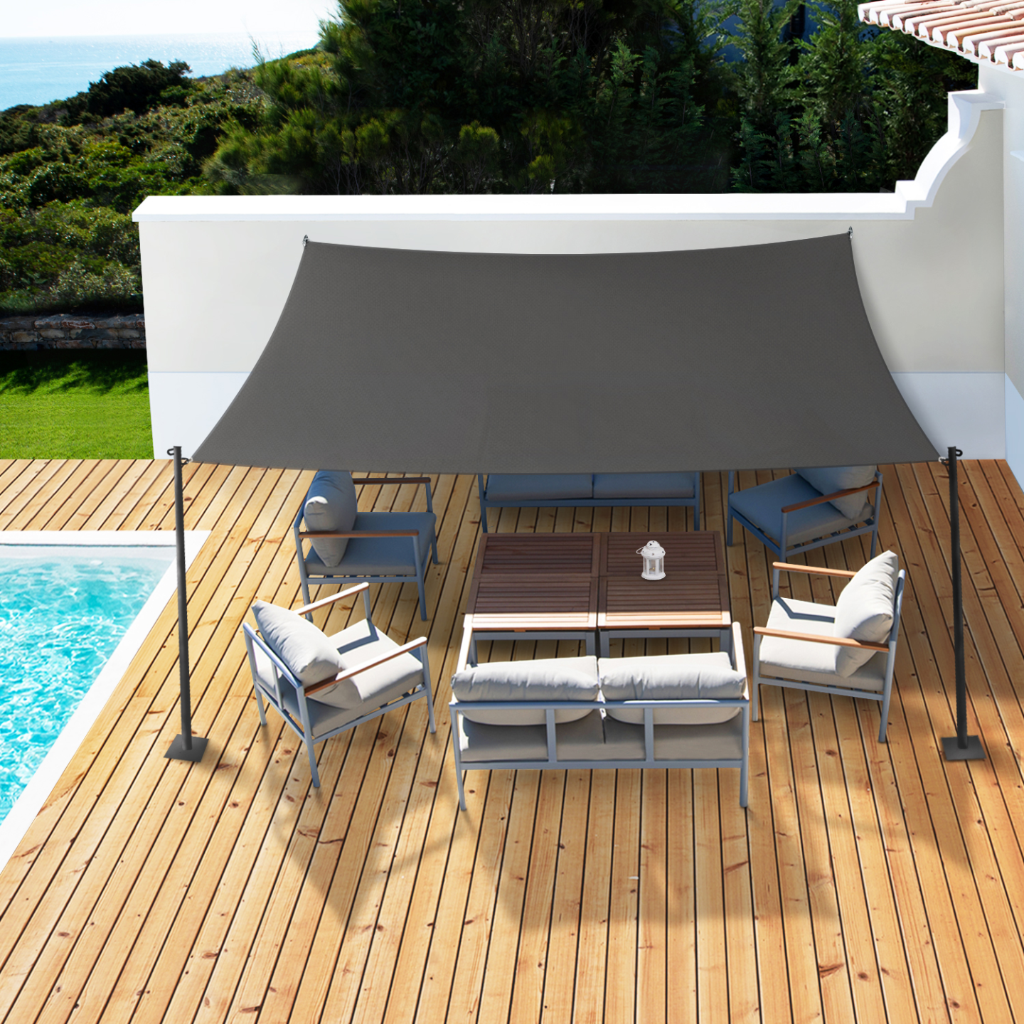 Voile d'ombrage rectangulaire 3x4 M gris - Image 1