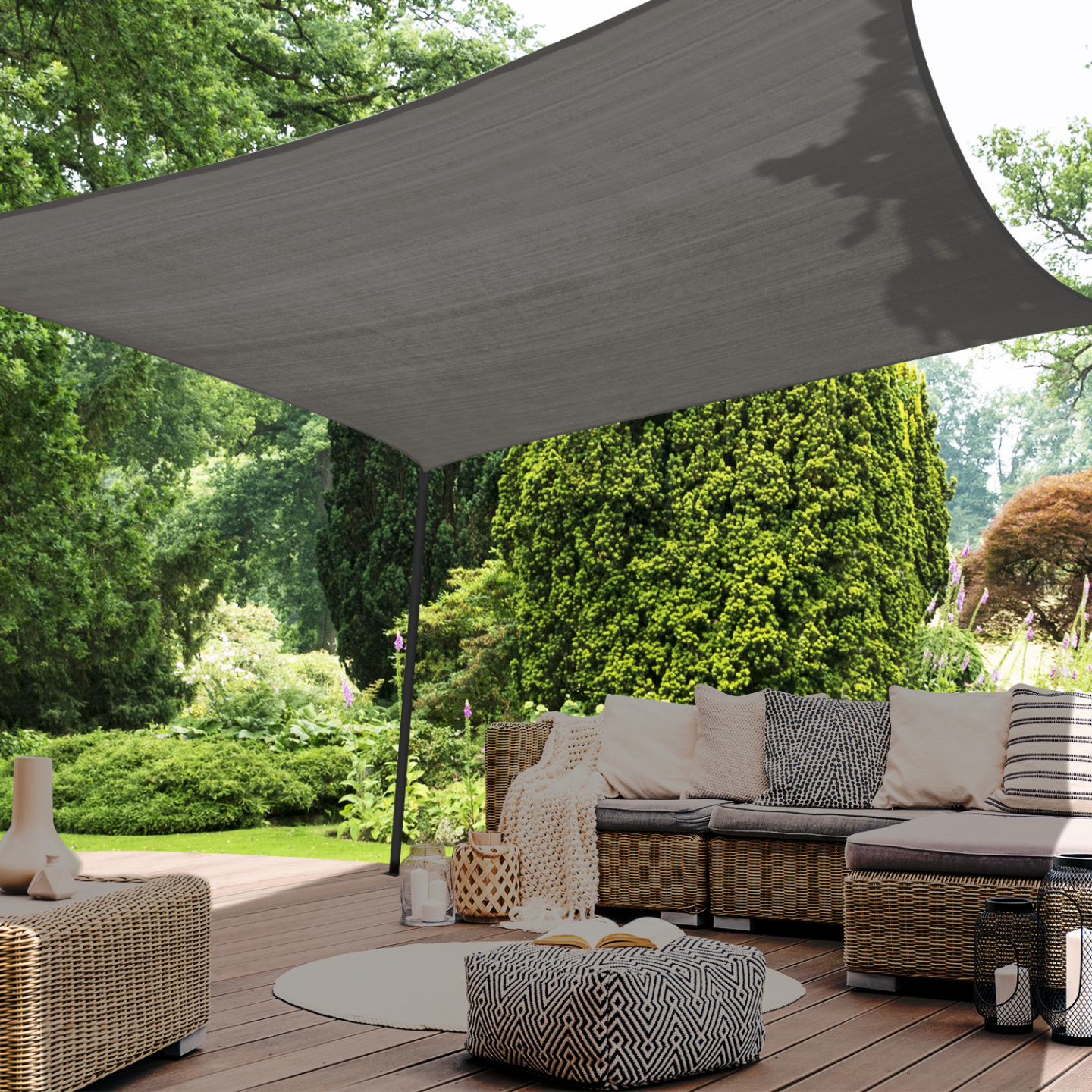 Voile d'ombrage rectangulaire 3x4 M gris - Image 5