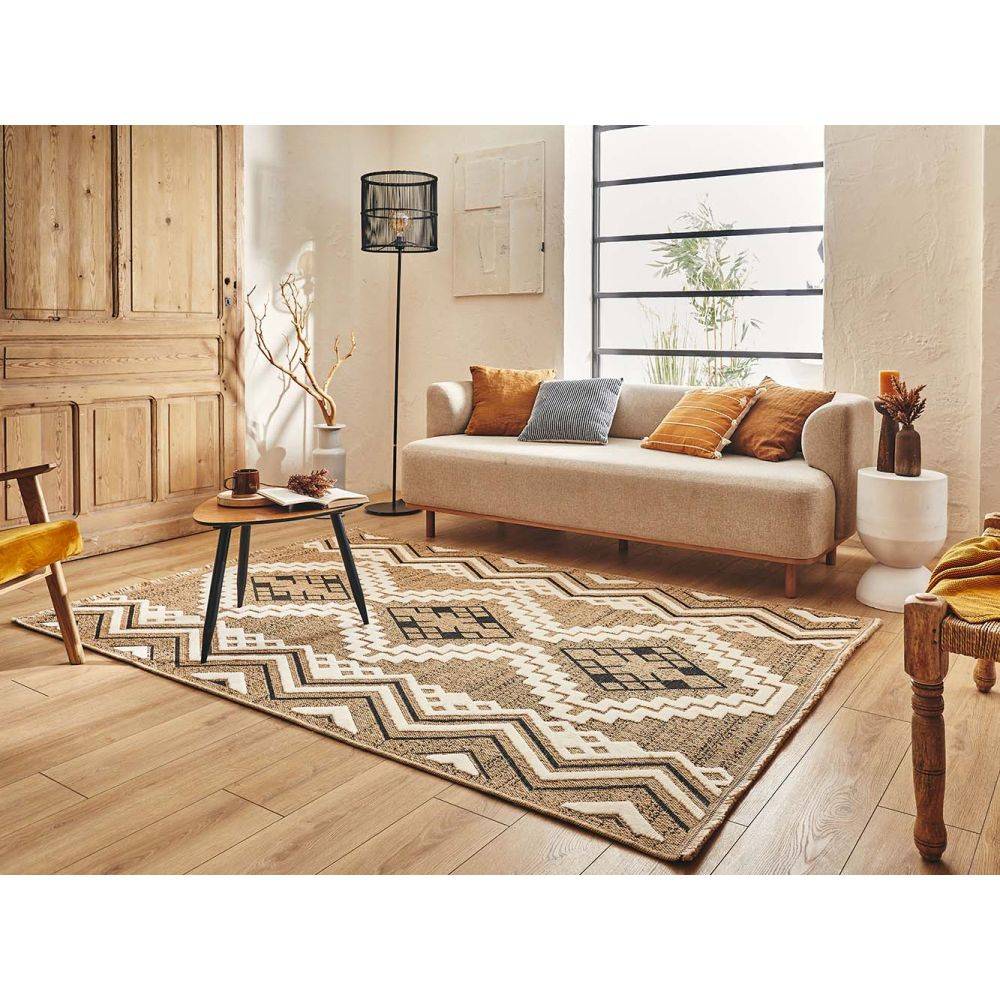Jardindeco - Tapis intérieur extérieur aspect jute noire Tijuana 9054 180 x 67 cm - Imagen 2