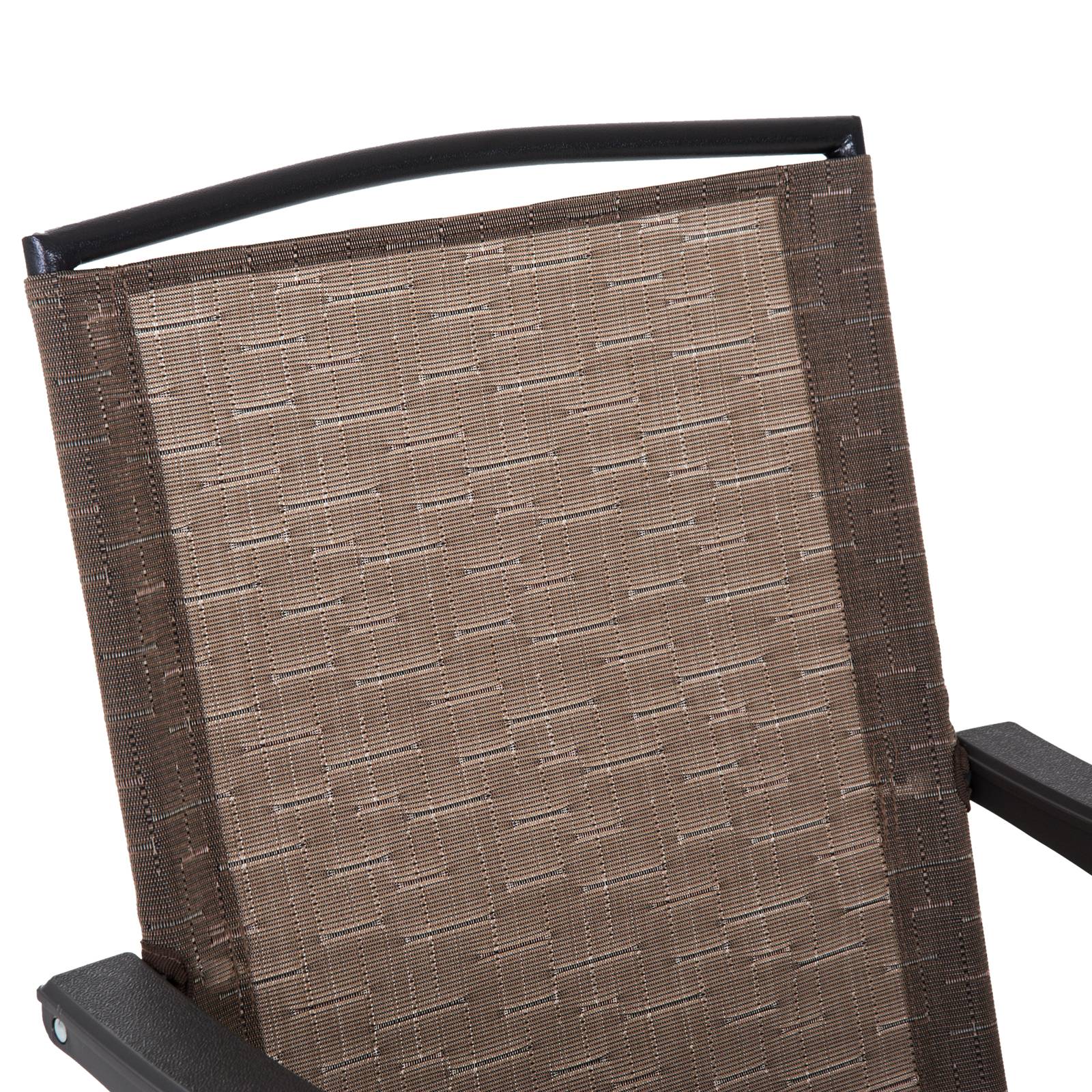 Outsunny - Ensemble de jardin 3 pièces 2 chaises inclinables multi-positions pliables + table ronde verre trempé métal époxy textilène chocolat - Outsunny - Imagen 7