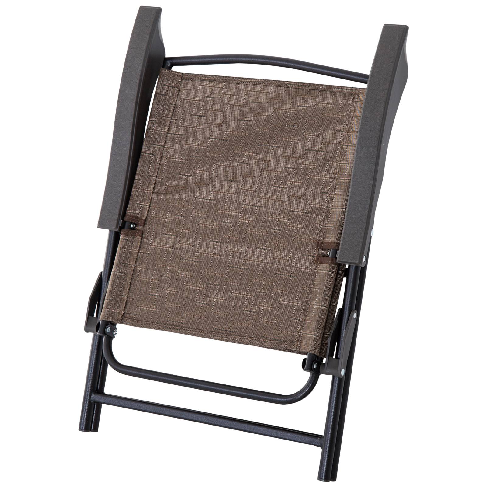 Outsunny - Ensemble de jardin 3 pièces 2 chaises inclinables multi-positions pliables + table ronde verre trempé métal époxy textilène chocolat - Outsunny - Imagen 5