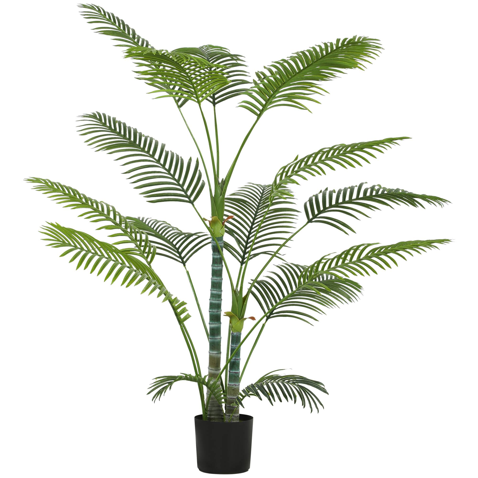 Sans Marque - Palmier artificiel avec 16 feuilles plastique, résistant UV, avec pot, int./ext., vert