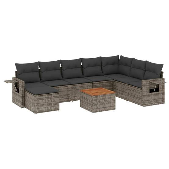 Canapé de Jardin d'Angle 8 Places en Résine Tressée Grise 9 Pièces avec Coussins Gris Foncé – ComfortXL Outdoor Living - Image 2