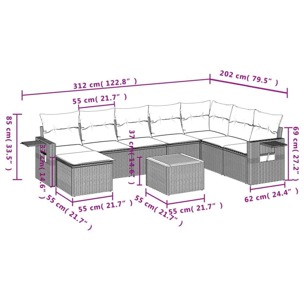 Canapé de Jardin d'Angle 8 Places en Résine Tressée Grise 9 Pièces avec Coussins Gris Foncé – ComfortXL Outdoor Living - Image 10