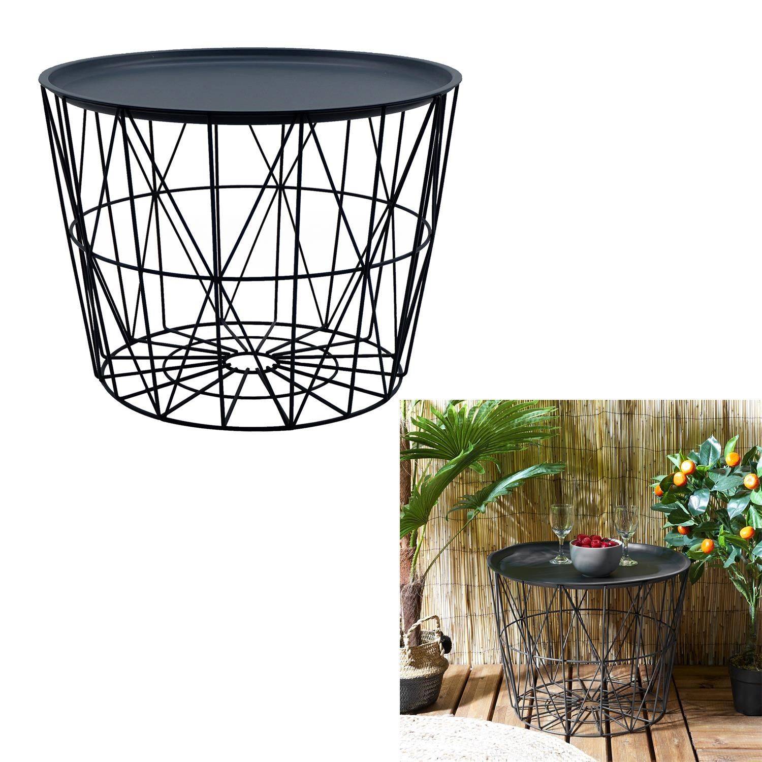 Sans Marque - Table filaire d'extérieur métal - Diam 50 cm - Gris - Imagen 4