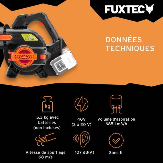 FUXTEC Souffleur/aspirateur de feuilles 40 volts 2en1 FX-E2LBS - Image 3