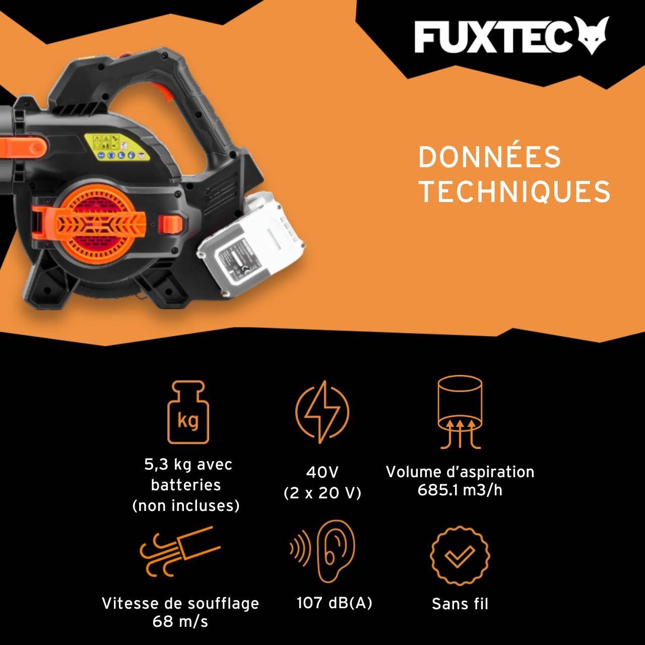FUXTEC Souffleur/aspirateur de feuilles 40 volts 2en1 FX-E2LBS - Image 3