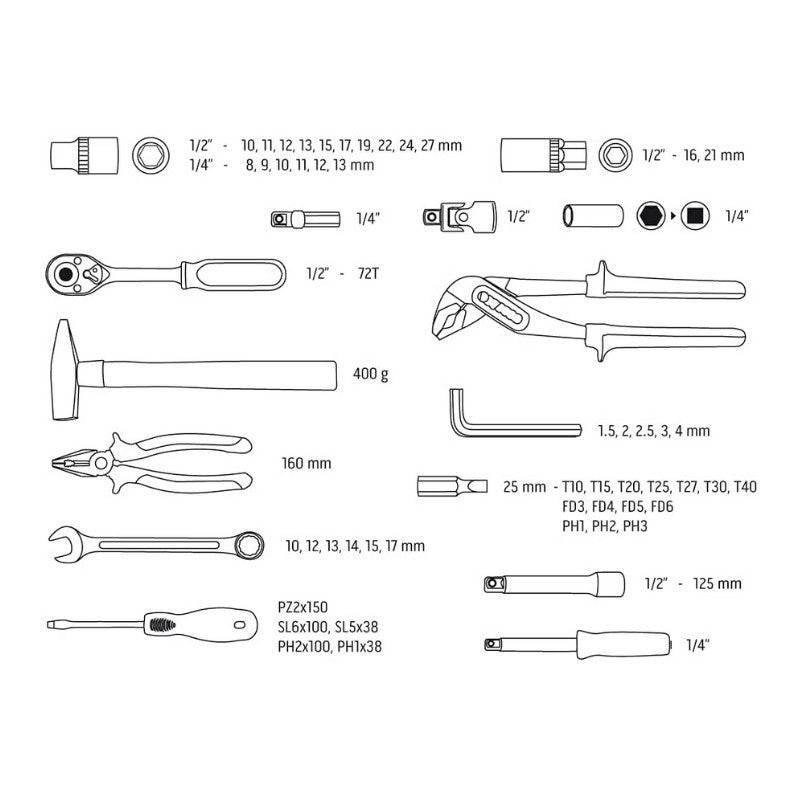 Neo Tools - Kit d'outils universel - NEO TOOLS 08-684 - 56 pièces Neo tools - Imagen 3