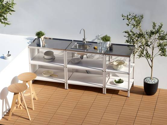 Beliani - Cuisine de jardin Acier Blanc VILAMA - 50x50x90- Beliani - Image 1