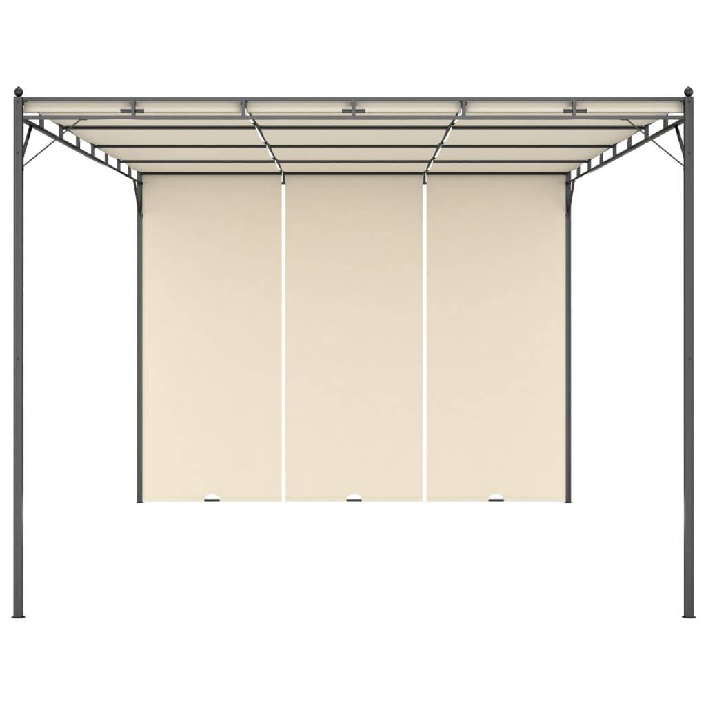 Pergola Jardin - Tonnelle - Belvédère de jardin avec rideau latéral 4x3x2,25 m Crème - Image 1