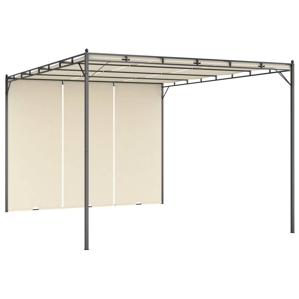 Pergola Jardin - Tonnelle - Belvédère de jardin avec rideau latéral 4x3x2,25 m Crème - Image 2