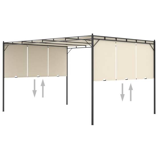 Pergola Jardin - Tonnelle - Belvédère de jardin avec rideau latéral 4x3x2,25 m Crème - Image 6