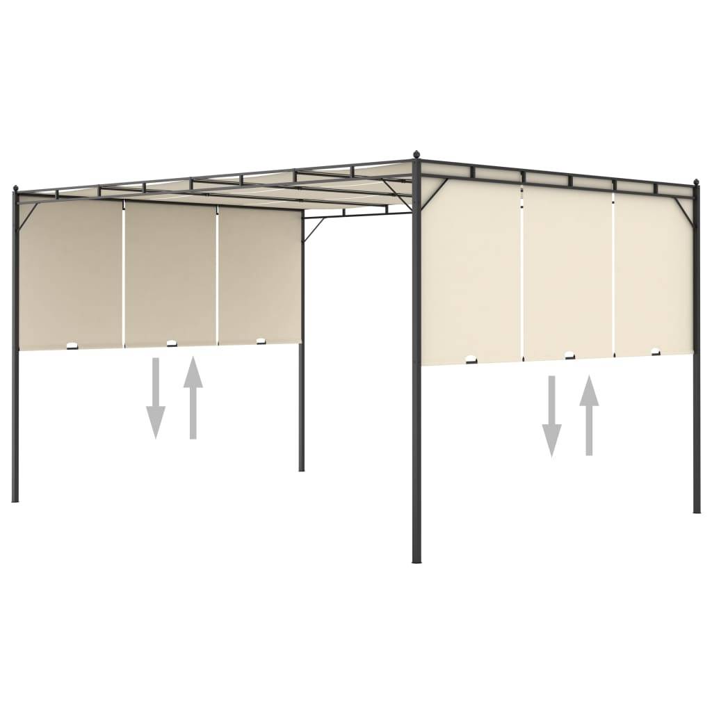 Pergola Jardin - Tonnelle - Belvédère de jardin avec rideau latéral 4x3x2,25 m Crème - Image 6