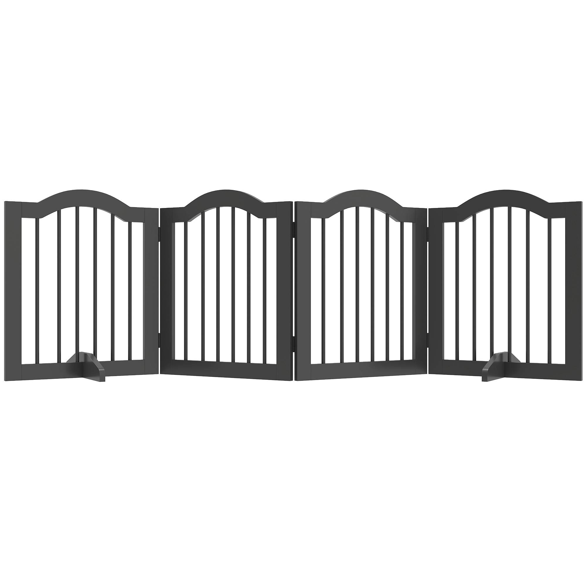 Barrière pour chien autoportante avec pieds, pliable, 4 panneaux, 208 x 29,5 x 61 cm, noir - Image 1