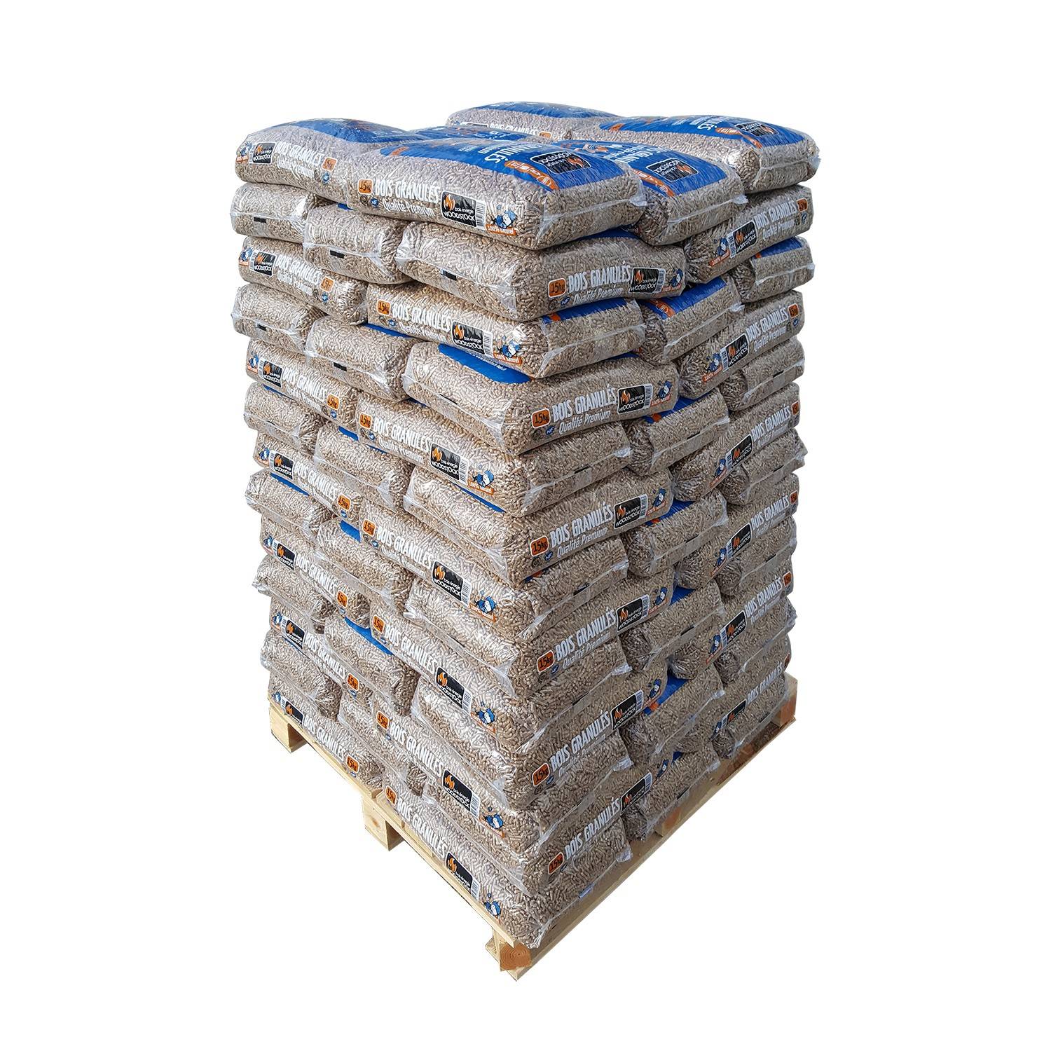WOODSTOCK - Granulés Bois Premium 66x15kg - Certifié DinPlus NF, Écologique et Économique - Woodstock - Image 1