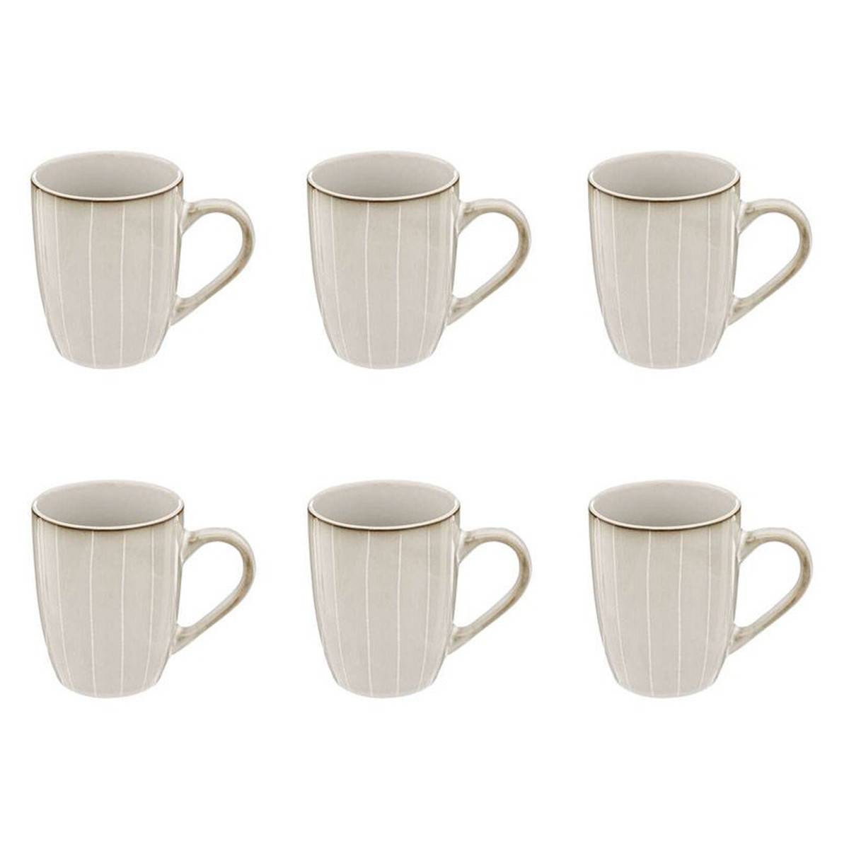 Lot de 6 Mugs Design "Lison" 33cl Naturel