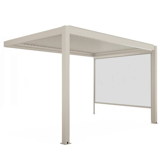 Oviala - Pergola bioclimatique adossée 3x4m et 1 store bois crème Oia - Oviala - Image 2