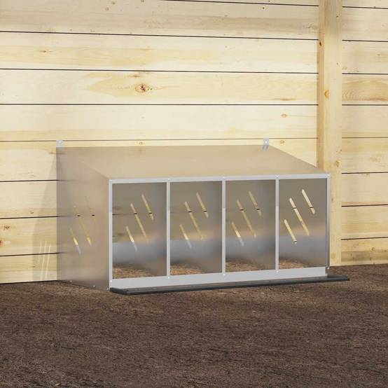 Pondoir de Poules 4 Compartiments Acier Galvanisé Nichoir de Ponte Argenté – ComfortXL Outdoor Living - Image 4
