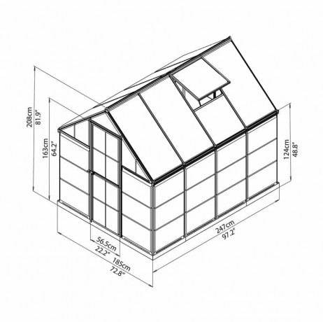 Canopia - Serre de jardin en polycarbonate Hybrid 4,50 m², Couleur Vert, Ancrage au sol Non - Imagen 6