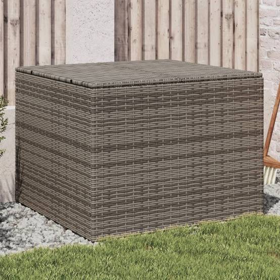 Coffre de rangement - Boîte de rangement extérieure - Coffre de jardin gris 291L résine tressée - Image 2