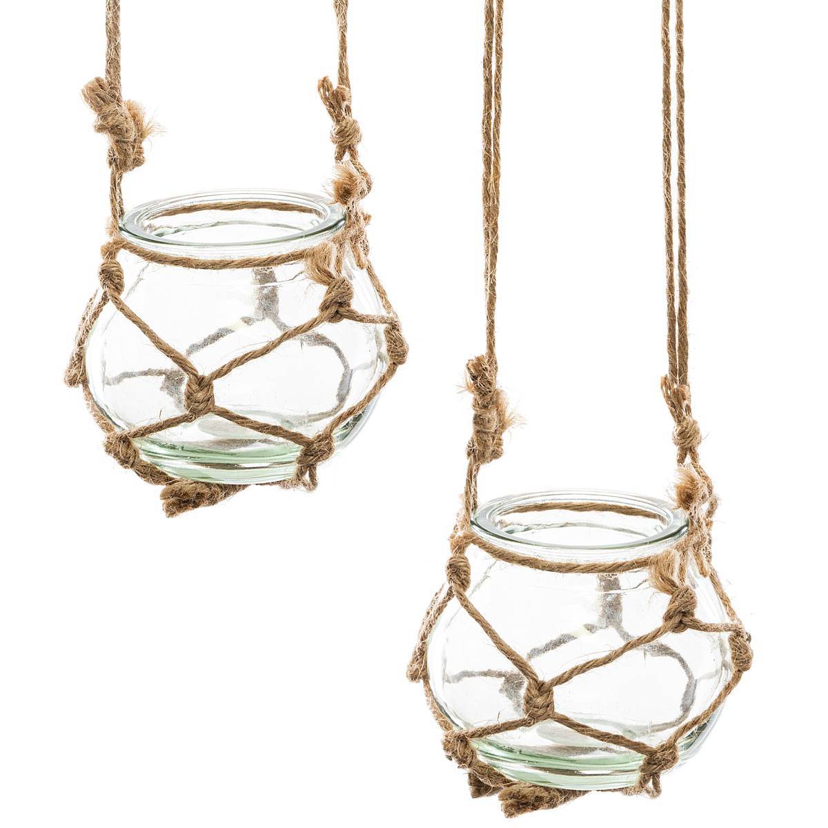 Atmosphera - 4 soliflores suspendus LED "Nikki" en verre beige 43x53cm - Atmosphera Créateur d'intérieur - Imagen 3