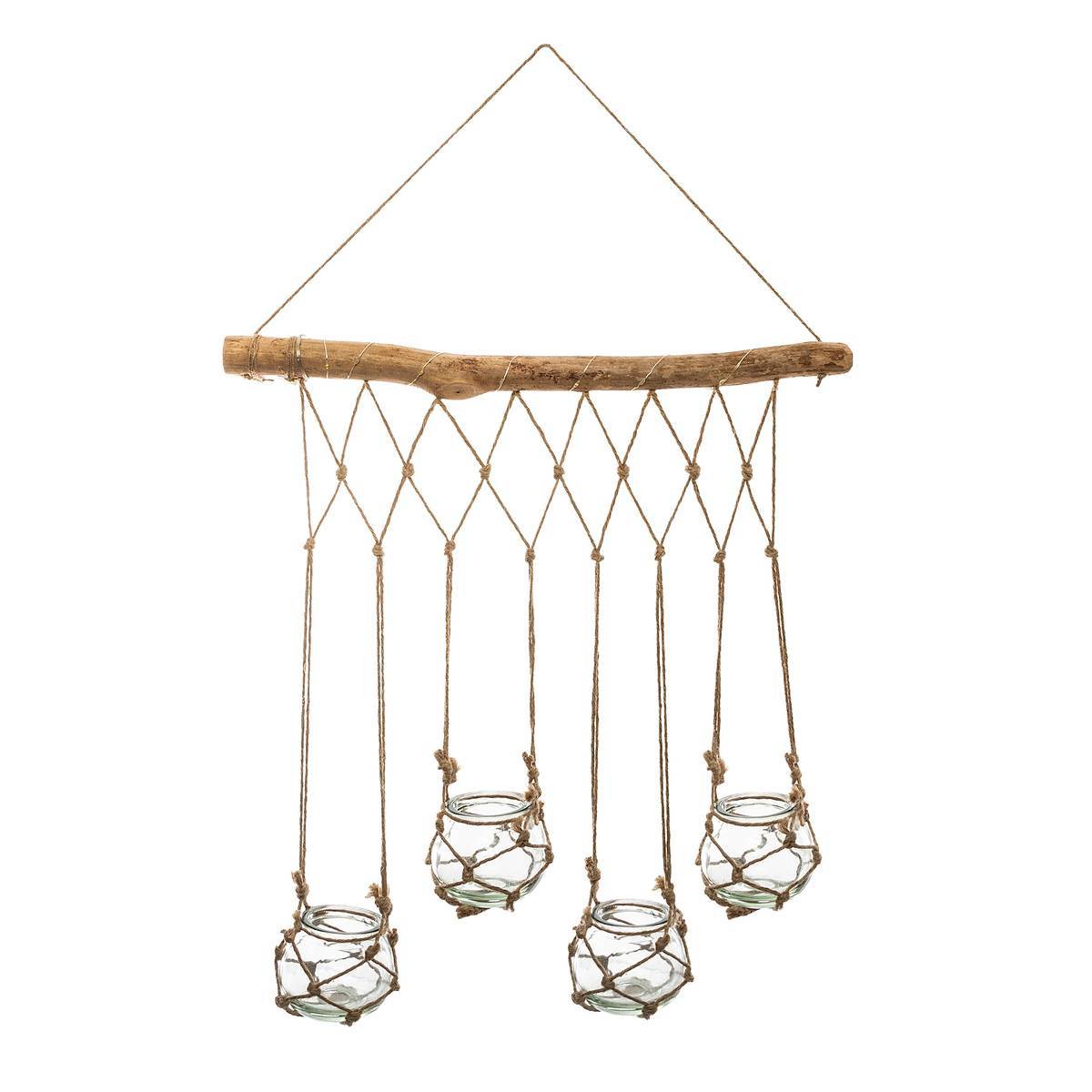 Atmosphera - 4 soliflores suspendus LED "Nikki" en verre beige 43x53cm - Atmosphera Créateur d'intérieur - Imagen 2