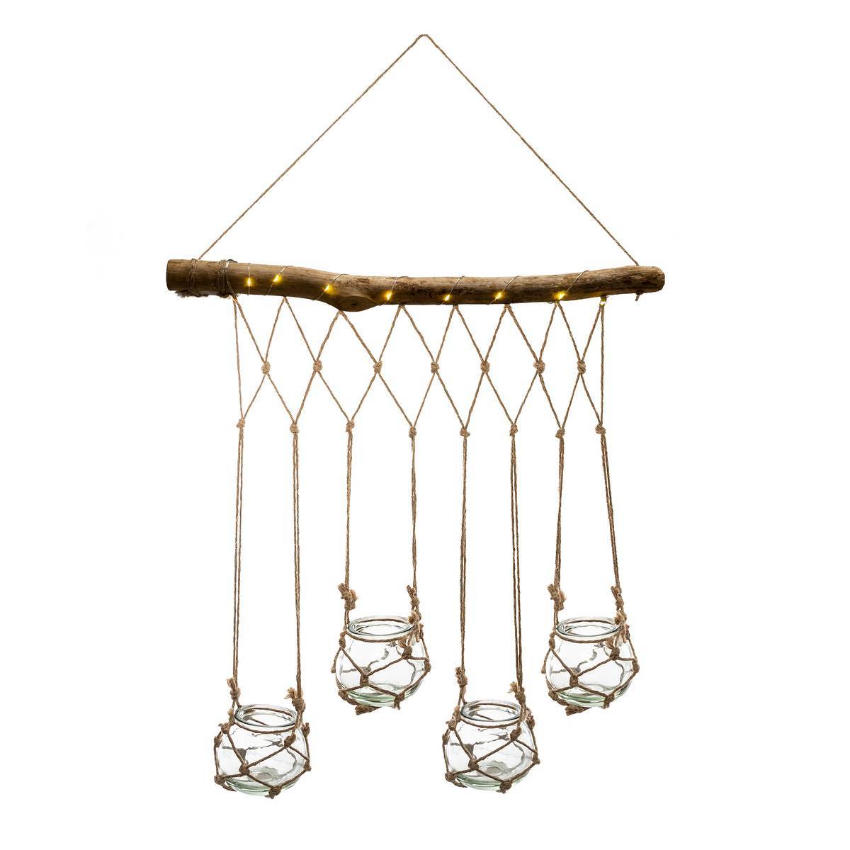Atmosphera - 4 soliflores suspendus LED "Nikki" en verre beige 43x53cm - Atmosphera Créateur d'intérieur - Imagen 1