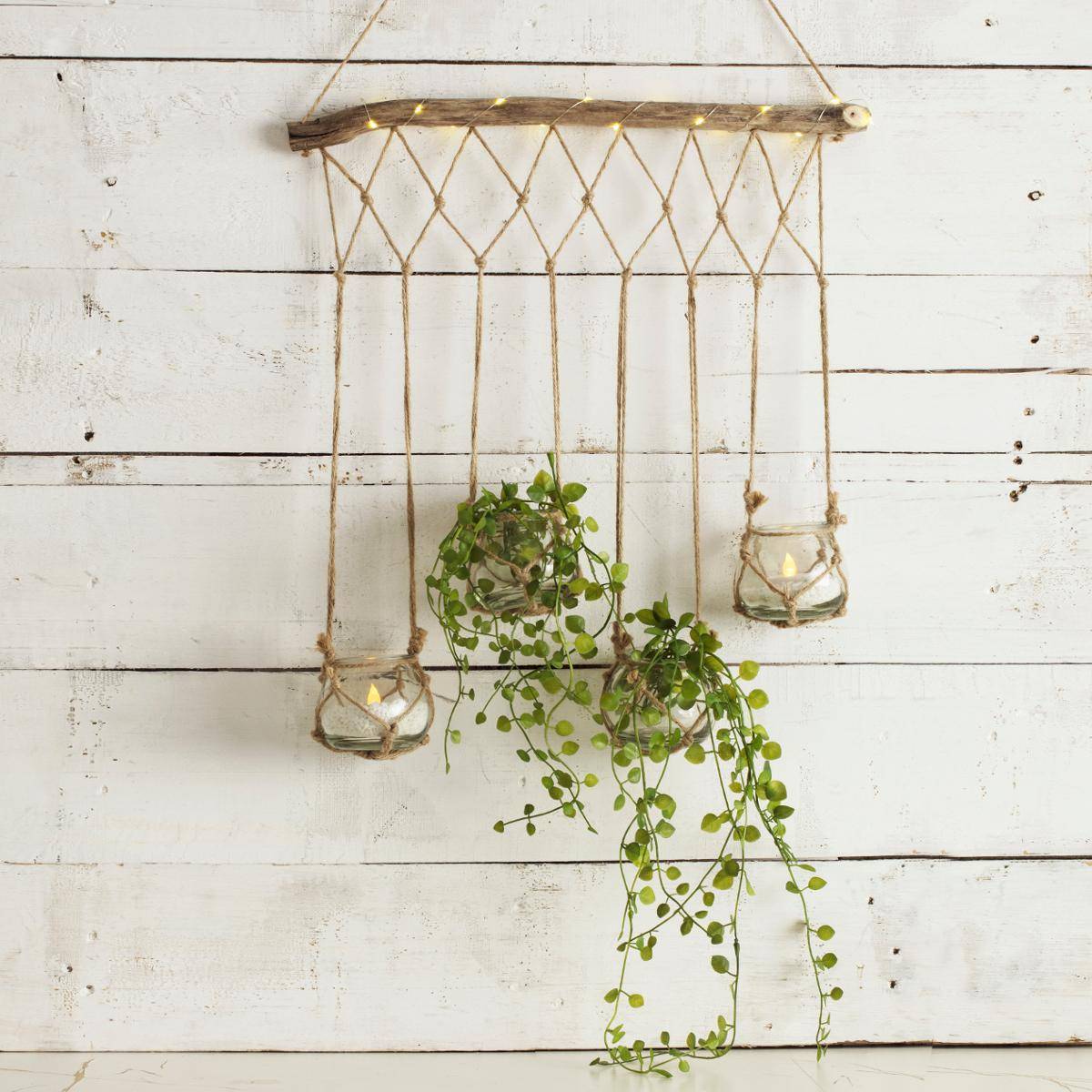 Atmosphera - 4 soliflores suspendus LED "Nikki" en verre beige 43x53cm - Atmosphera Créateur d'intérieur - Image 5