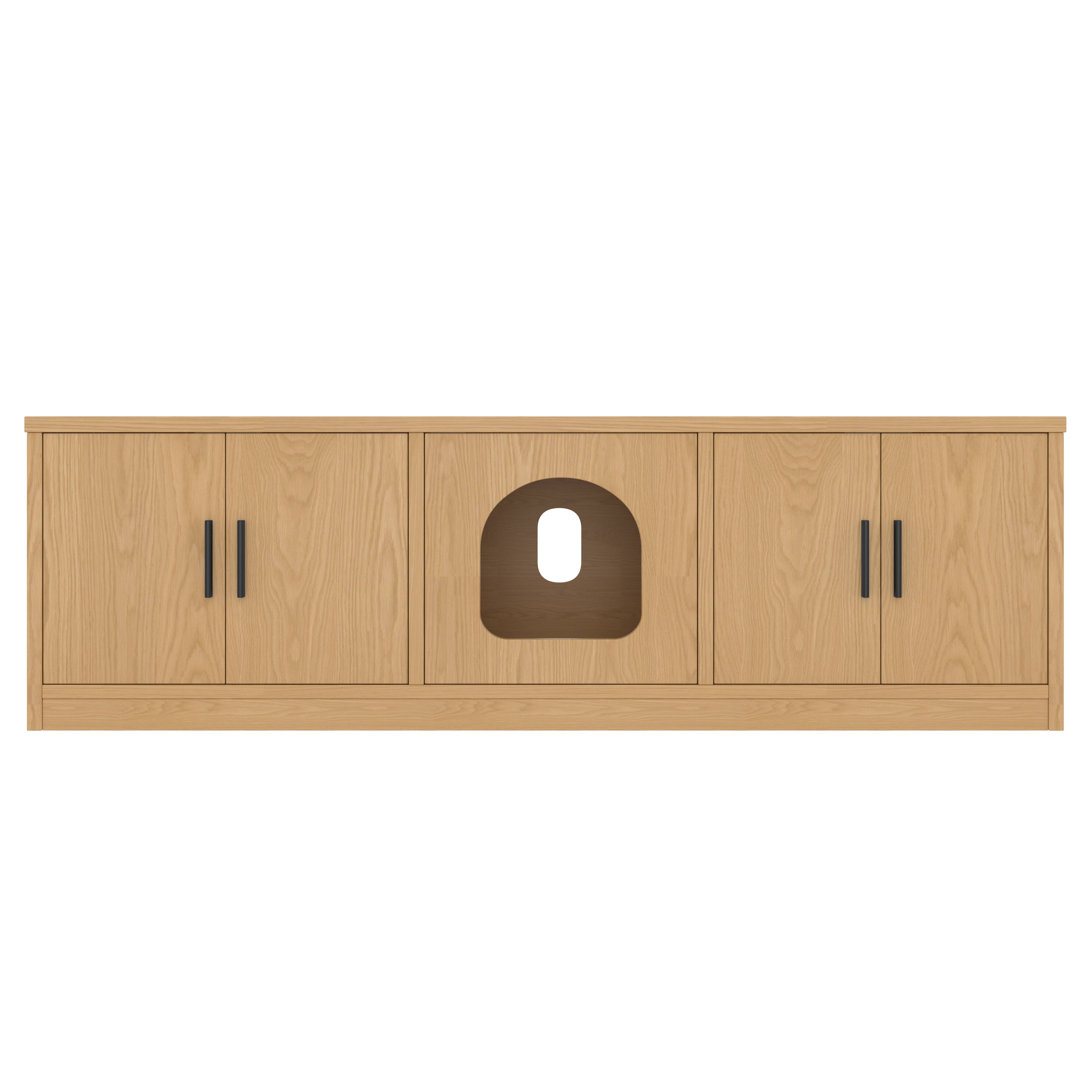 Armoire multifonction pour chat avec grattoir et ventilation – 140 x 40 x 45,5 cm, finition chêne - PANGIVO - Image 6