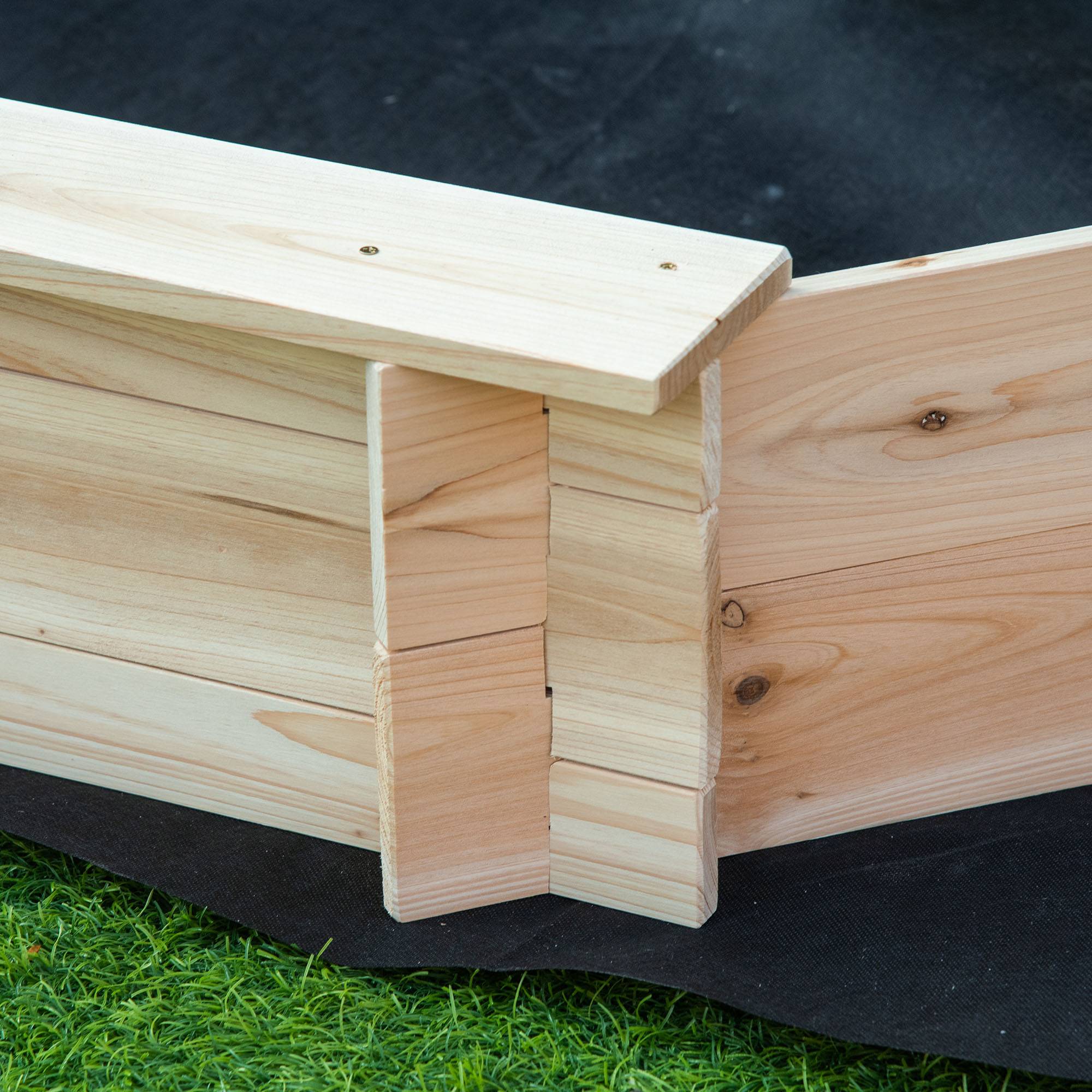 Outsunny - Bac à sable bois octogonal dim. 139,5L x 139,5l x 21,5H cm - 4 bancs - bâche de couverture, non tissé de sol inclus - bois sapin - Outsunny - Imagen 7